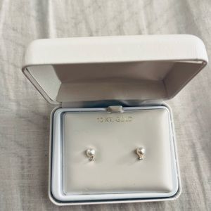 10K gold akoya Diamond earring stud